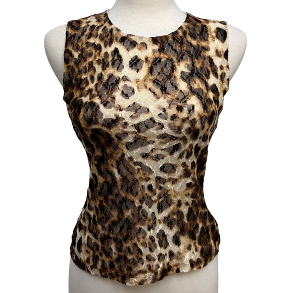 VINTAGE Y2K Entier Classiques Animal Print Sleeveless Stretch Top Women’s Small - Picture 1 of 7